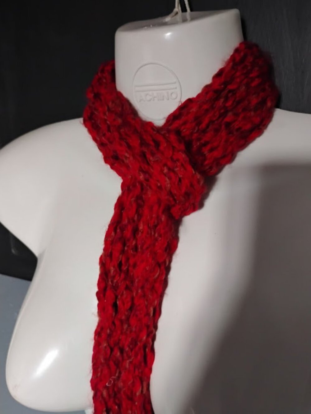 deep red HANDMADE crochet scarf tie belt accessory approx. length 86 inches